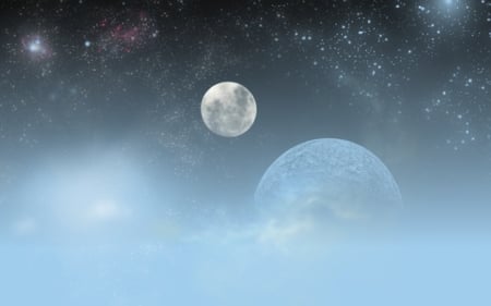 Moon Rise - widescreen, planets, moons, galaxies, 2560x1600, stars