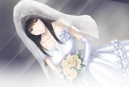 Kuchiki Toko - cg, game, bride, girl, dress