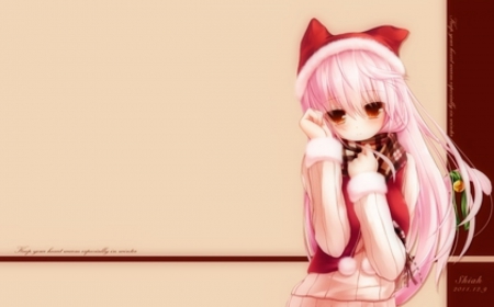 Cute Girl In Cat Beanie - hat, costume, beanie, girl, cute, adorable, pink hair, cat