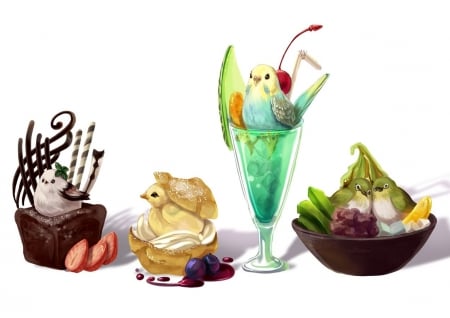 Deserts With Cute Birds :3 - matching, bird, birds, desert, cute