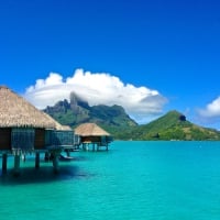 Four Seasons Resort Water Villas and blue Lagoon Bora Bora Polynesia