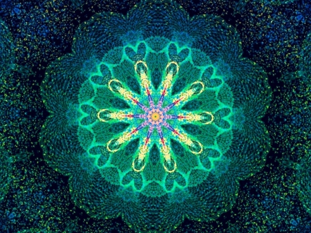 Green colors mandala - Colors, yellow, green, pink, Blue