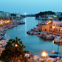 boat harbor in ciutadella in a balearic island spain