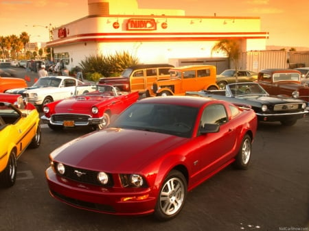 2005 Mustang -- 20 iconic pony cars - maroon, ford, gt, 05