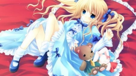 Cute blond with teddy - blond, bear, cute, teddy