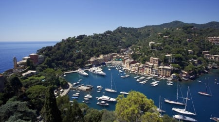 Portofino, Italy - forest, landscape, city, sea, boats