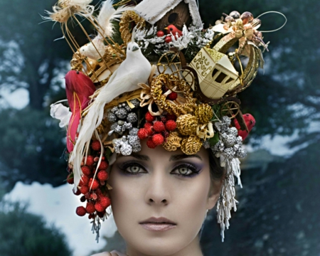 Woman face - woman, accessories, style, head, weird