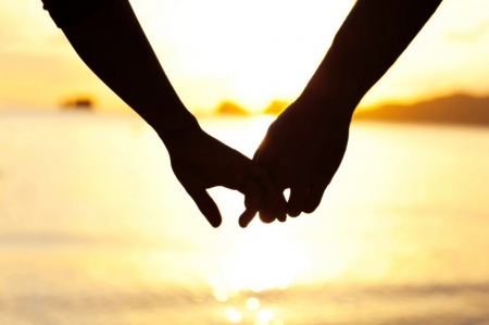 â™¥ - water, beach, love, hand, sunset, sea, sun, hands