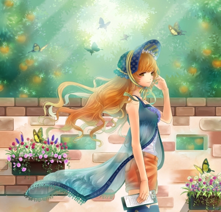 â™¡ Maiden â™¡ - gown, flower, cute, blond hair, maiden, beautiful, blonde, hot, sublime, anime girl, girl, wings, elegant, blond, blonde hair, lady, gorgeous, floral, pretty, wing, beauty, sweet, anime, dress, long hair, divine, butterfly, nice, lovely, sexy, female