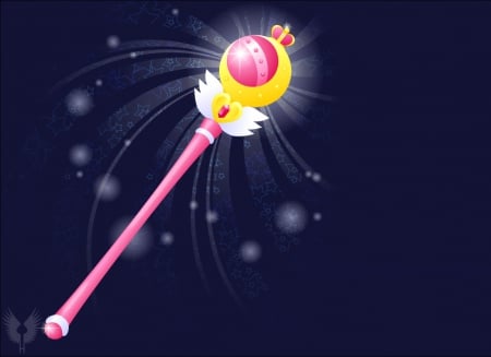 Cutie Moon Rod - item, star, wand, anime, object, light, pink, rod, sailor moon, weapon, sparks, objects, abstract, sailormoon, staff, glow, items