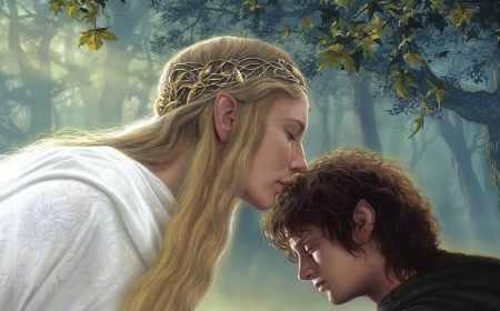 Lord of the Rings - lord of the rings, galadriel, beautiful, didital, elf, fantasy, movie, galadriel and frodo, frodo, art, wallpaper