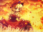 Cute girl in fire sunset medo