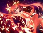 Cute anime girl on fire