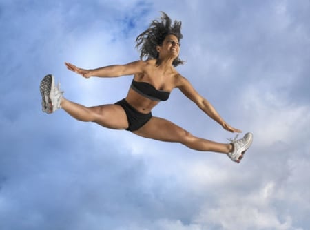 Jump - woman, sport, body, sky, muscle, jump