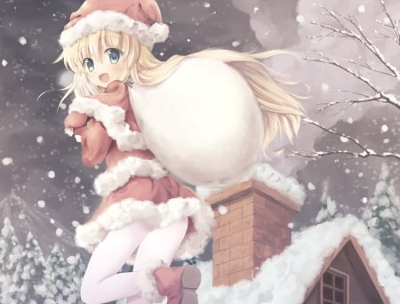 Cute Anime Santa Girl - santa, girl, marty, snow, anime, cute, christmas