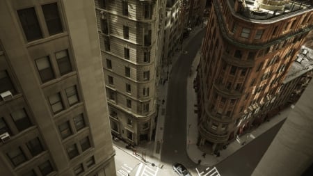 empty streets in downtown manhattan - skyscrapers, empty, city, streets