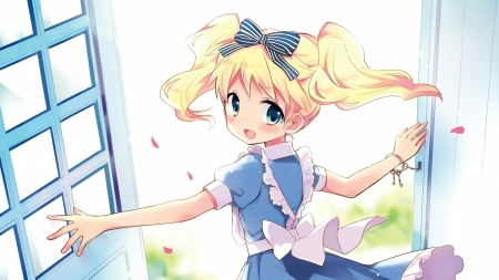 ~Alice Cartelet~ - pretty, alice cartelet, blue dress, anime, kiniro mosaic, blonde