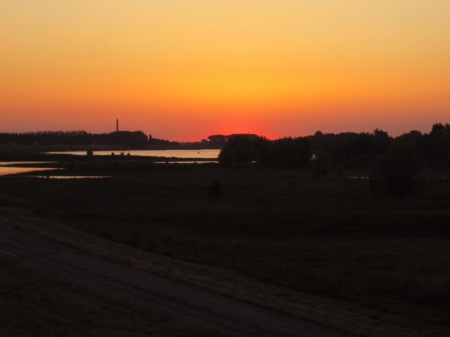 Sunset - trees, photography, sun, sunset, road, nature, view, river, sunsets