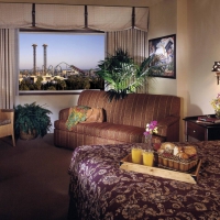 hotel room overlooking amusement park