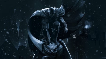 Batman: Arkham Origins - snowfall, batman, skyphoenixx1, arkham origins, video game, wallpaper, gotham, comic, picture, game, snow, action, city, warner brothers, bruce wayne