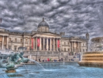 beautiful fountain in trafalgar square in london hdr