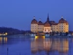 moritzburg castle in germany by a river