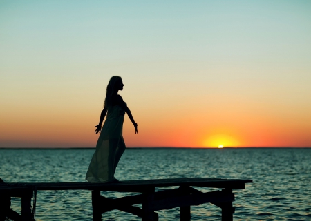 Just Beautiful - sunset, woman, beautiful, photography, girl, sea, silhouette, ocean