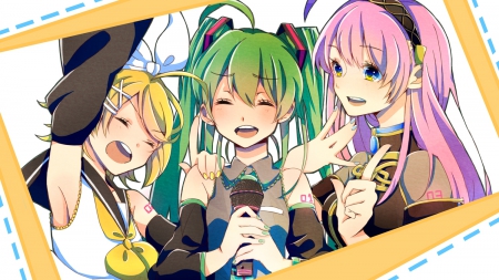 Girls Wanna Have Fun!! - megurine luka, girls, vocaloid, blonde, anime, pink hair, friends, hatsune miku, rin kagamine