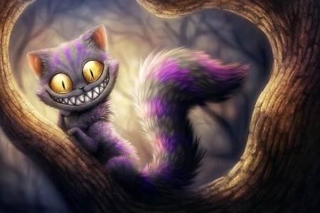 Alice Creeper Cat - cat, purple, alice, wonderland