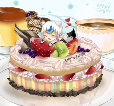 Eve - pretty, delicious, jelly, food, mini, jello, eve, white hair, happy, tiny, nice, cake, rpg, video game, kiwi, strawberry, small, drink, big, birthday cake, cute, cup, cream, happy birthday, kawaii, elsword, giant, chibi, fruit, game, hungry, coffee, tea, lovely, sweet, huge, adorable