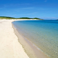 St Martins The Isles of Scilly Cornwall United Kingdom - England - white sand beach bay and clear blue sea