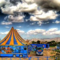 setting up a circus in valancia spain hdr