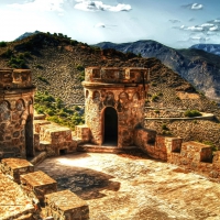 turrets of a castle in catagena spain hdr