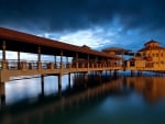 lovely pier with a tiled roof