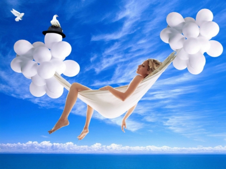 Relaxing Summer - relaxing, summer, balloons, blue