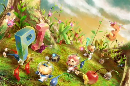 PikMin 3 - pretty, anime, kawaii, scenery, scene, mini, tiny, fruit, chibi, field, nice, scenic, lovely, sweet, messages, texts, fantasy, words, adorable, apple