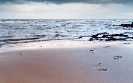 Cloudy - sky, beach, cloudy, sand