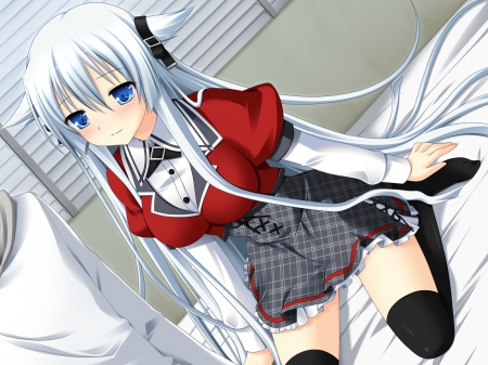 Cute Anime Elf Girl - elf, anime, white, silver, shy, girl, cute, adorable