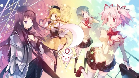 madoka magica - frendship, girls, magic, cool