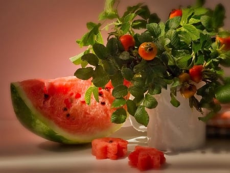 Taste of Summer - nature, watermelon, summer, still life