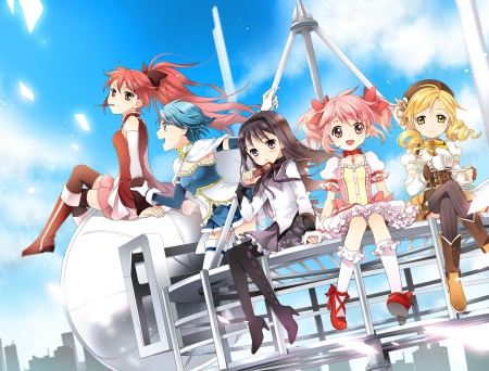 madoka magica chibi - chibi, cute, sea, frends