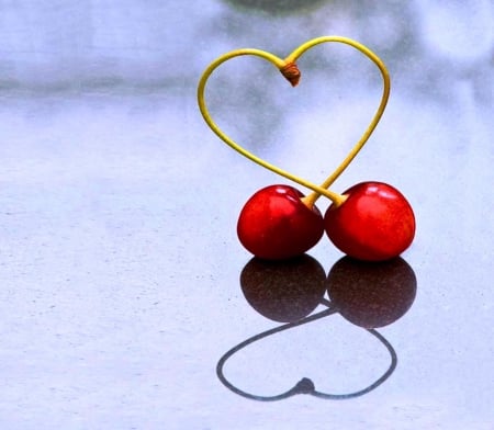 Love you - abstract, cherries, heart, simple, love, feeling, red, two, other