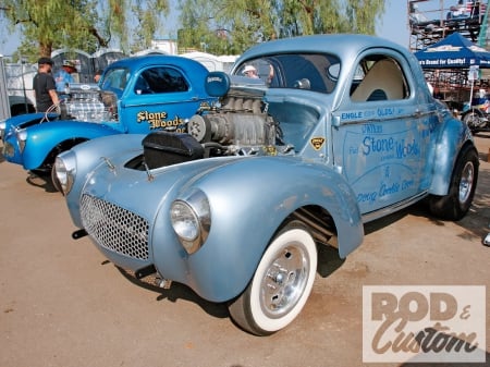 Willys Coupe - ford, classic, whitewalls, blue