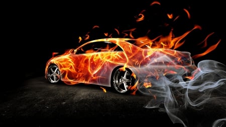 Mercedes - Fire - mercedes, 3d, abstact, fire