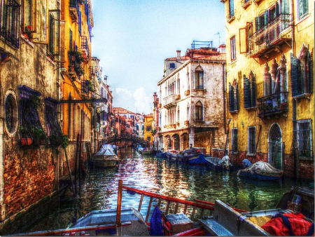 Venice, Italy - boats, lagoon, channel, buildings