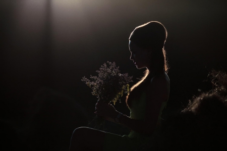 I Feel You - flowers, shadows, light, woman