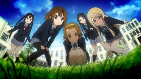 K-ON! - anime, girls, cute, grass