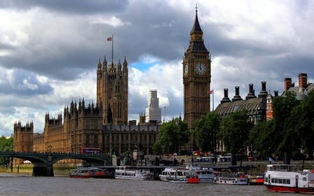 Westminister Palace and Elizabeth Tower, London - westminister, big ben, palace, thames river