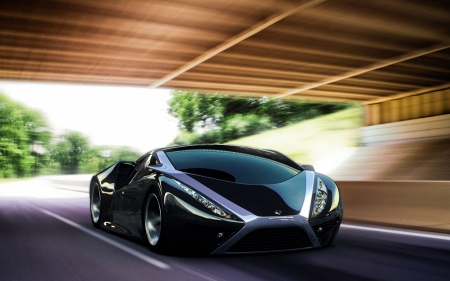 Car in the future - hd, car, underpass, future, cars, road, power, ssangyong