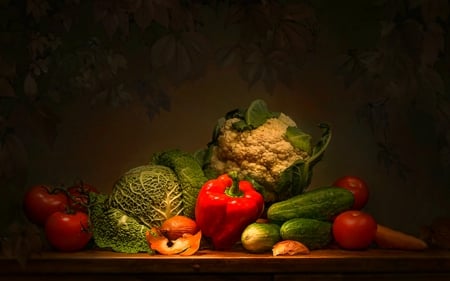 Still life - collie flower, vegetables, food, still life, brocoli